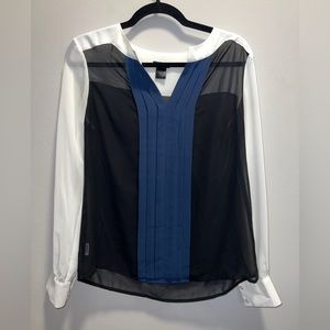 Sheer color blocked blouse from Ann Taylor